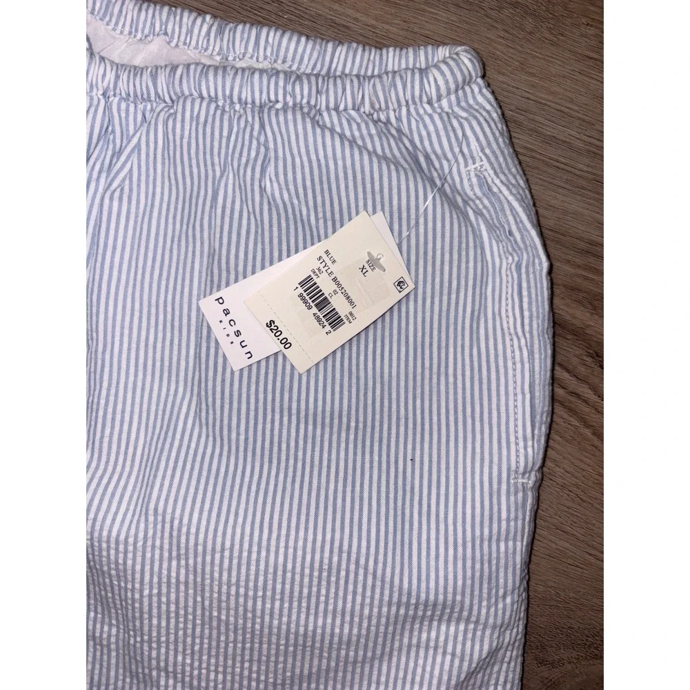 PacSun Kids Blue White Seersucker Striped Wide Leg Pants XL 14/16 NWT
